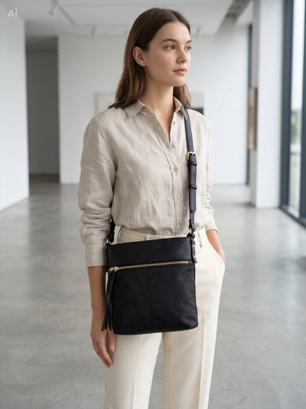 Sondra‎ Roberts Black Crossbody Tassled Rectangular Shoulder Bag